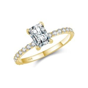 *FLASH SALE* Radiant 10k Solid 1 CT Diamond Moissanite Halo Ring